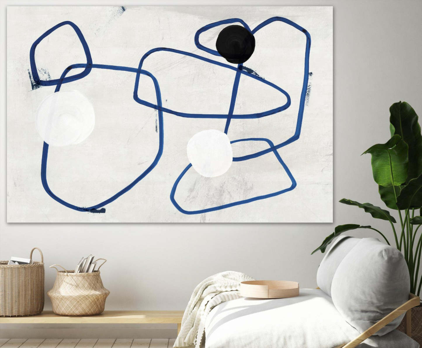 Œuvre d'art murale géante « Midblue I » 72 x 48