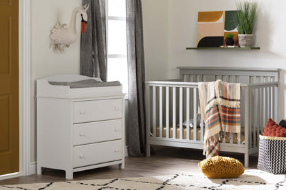 Lit de bébé Cotton Candy 4 hauteurs avec barrière pour tout-petit - Gris doux | Cotton Candy Baby Crib avec barrière de transition - Gris clair | D83GECSR