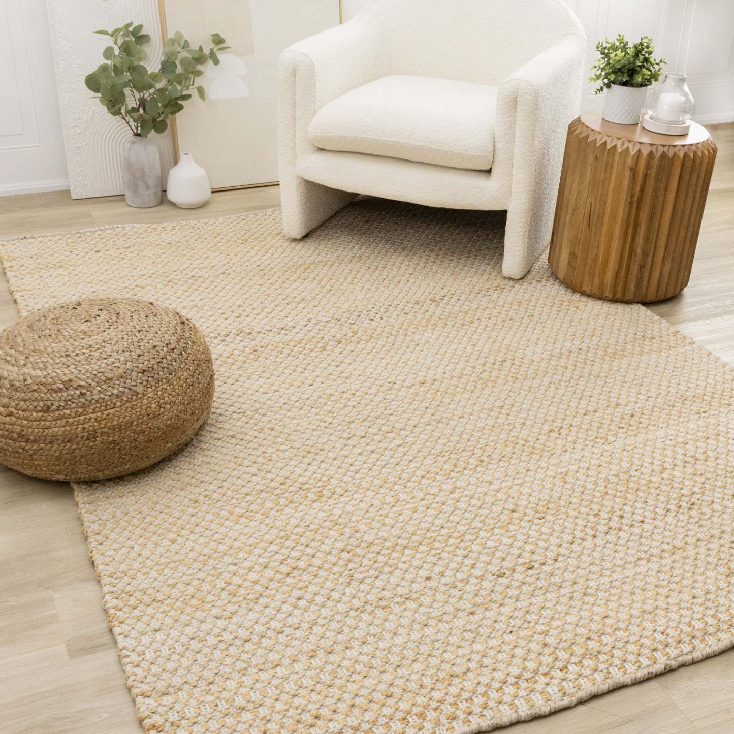 Tapis en jute naturel fait main en chêne clair - 7'10 x 10'6|Carpette faite à la main en jute naturelle chêne clair - 7 pi 10 po x 10 pi 6 po