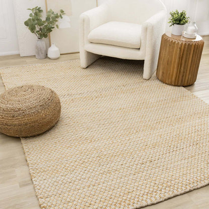 Tapis en jute naturel fait main en chêne clair - 7'10 x 10'6|Carpette faite à la main en jute naturelle chêne clair - 7 pi 10 po x 10 pi 6 po