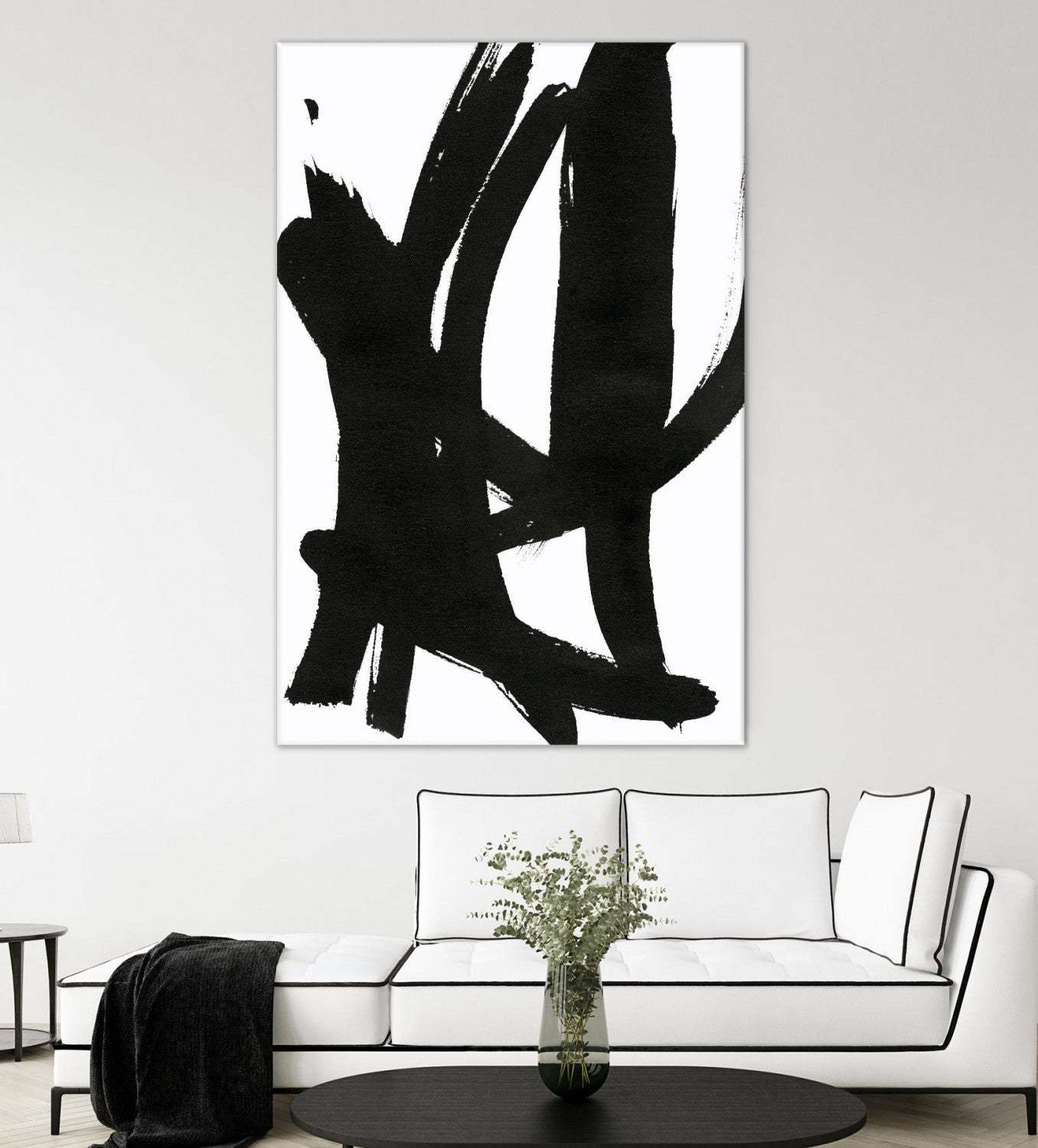 Œuvre d'art murale « Composition en noir et blanc 7 » 84 x 54 cm
