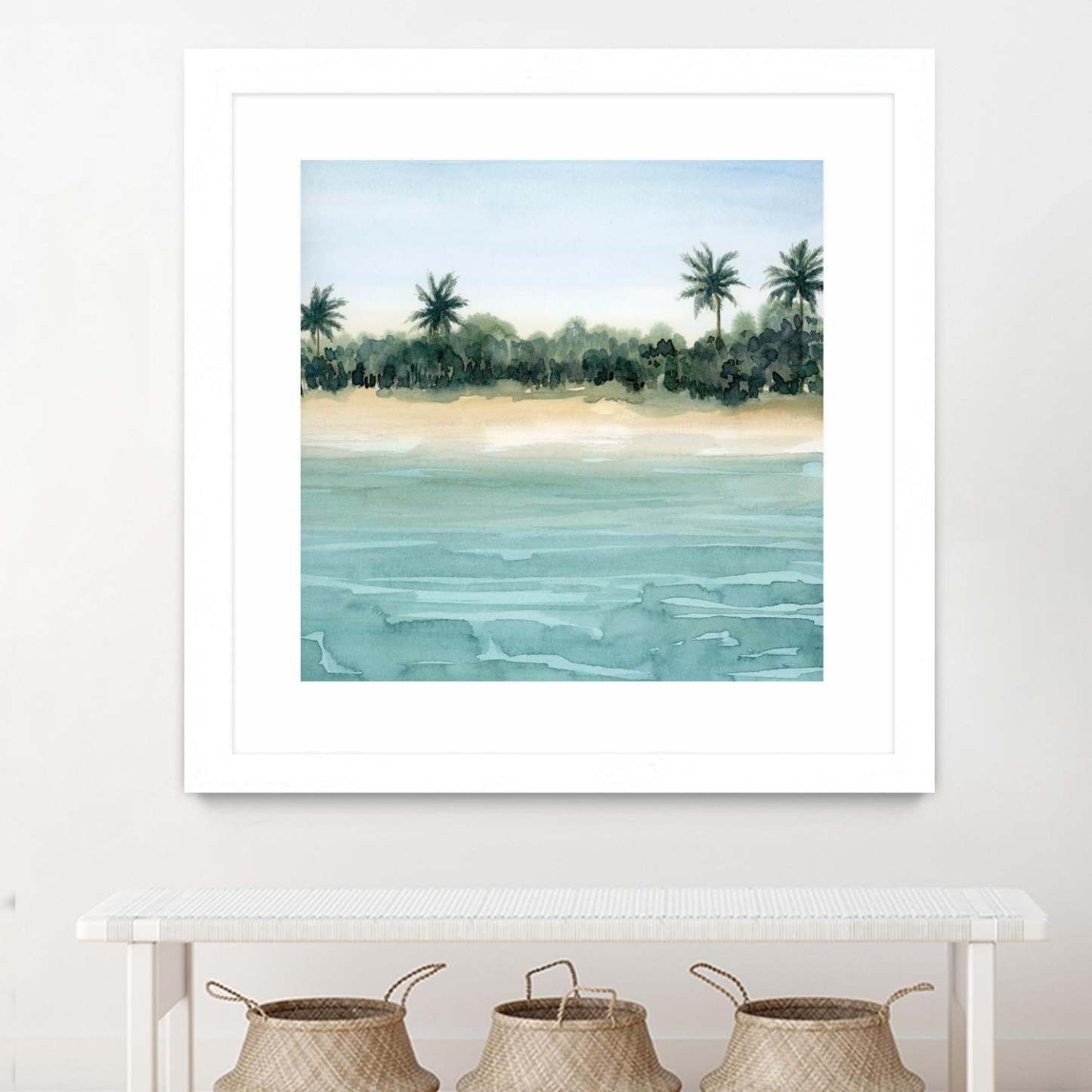 Paradis Ii Matted and Framed White 36x36 Wall Art|Œuvre d'art murale encadrée blanche et mate « Paradis Ii » 36 x 36