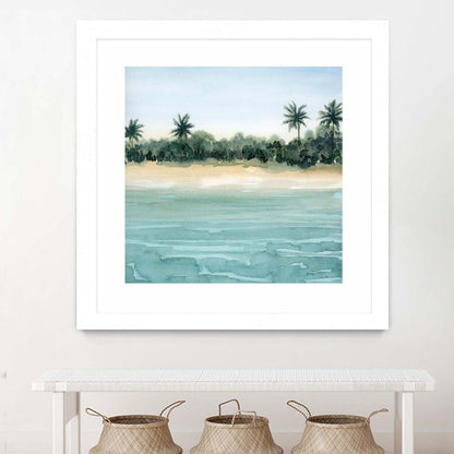 Paradis Ii Matted and Framed White 36x36 Wall Art|Œuvre d'art murale encadrée blanche et mate « Paradis Ii » 36 x 36