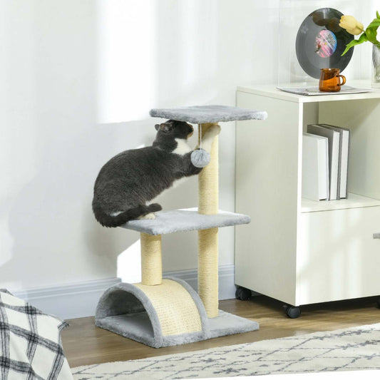 Pawhut Tour D'arbre A Chat Pour Chats D'intérieur, Centre D'activités D'escalade De 72 Cm Avec Griff
