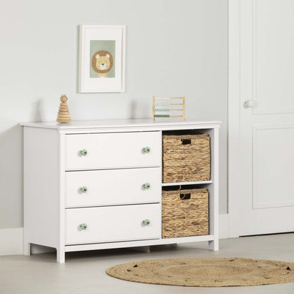 Balka 3-drawer Dresser With Baskets - Pure White | Balka Commode 3 Tiroirs Avec Paniers - Blanc Solide