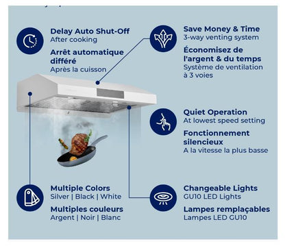 Hauslane 36 Under Cabinet Range Hood - UC-PS18WHT-36|Hotte de cuisinière sous l'armoire Hauslane de 36 po - UC-PS18WHT-36