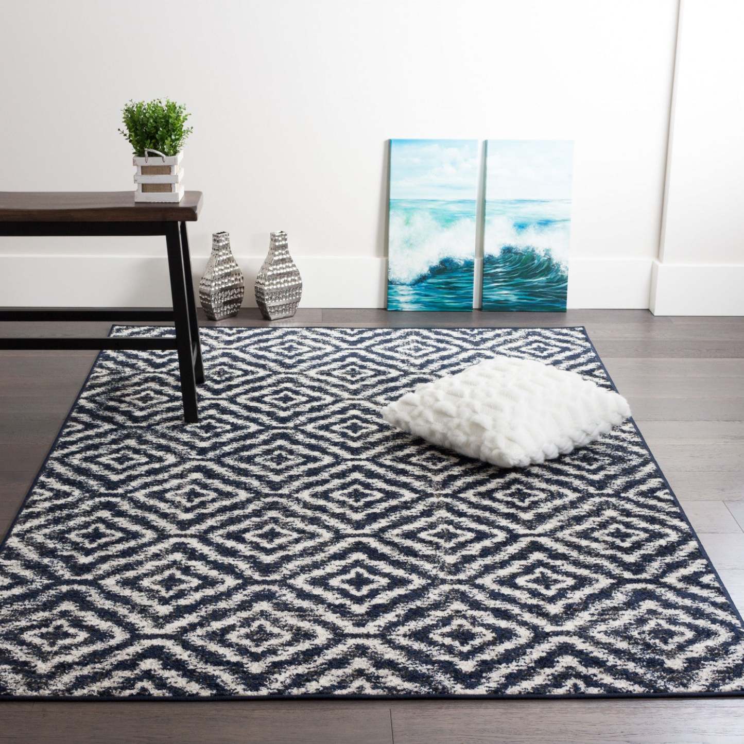 Lav Mosaïque bleu marine 5 x 8 | Carpette Lav Mosaic bleu marine 5 x 8 | D80GJ2V7