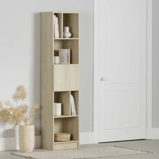 Liora 5-shelf Narrow Bookcase - Bleached Oak | Liora Bibliothèque Étroite 5 Tablettes - Chêne Blanchi