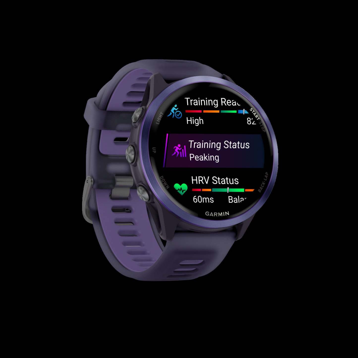 Montre intelligente Garmin Forerunner 570 47 mm, Amoled, Aluminium indigo, Violet/indigo, Suivi de fitness GPS, Course, Batterie de 11 jours