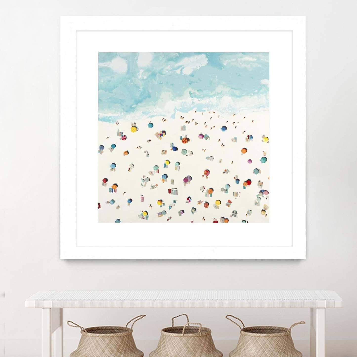 Beach Days Matted and Framed White 36x36 Wall Art|Œuvre d’art murale encadrée blanche et mate « Beach Days » 36 x 36