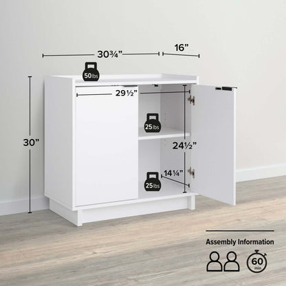 Buffet console Prepac Simply Modern 2 portes - Blanc|Console Simply Modern de Prepac à 2 portes - blanche