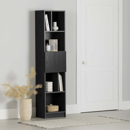Liora Bibliothèque Étroite 5 Tablettes - Chêne Noir | Liora 5-shelf Narrow Bookcase - Black Oak