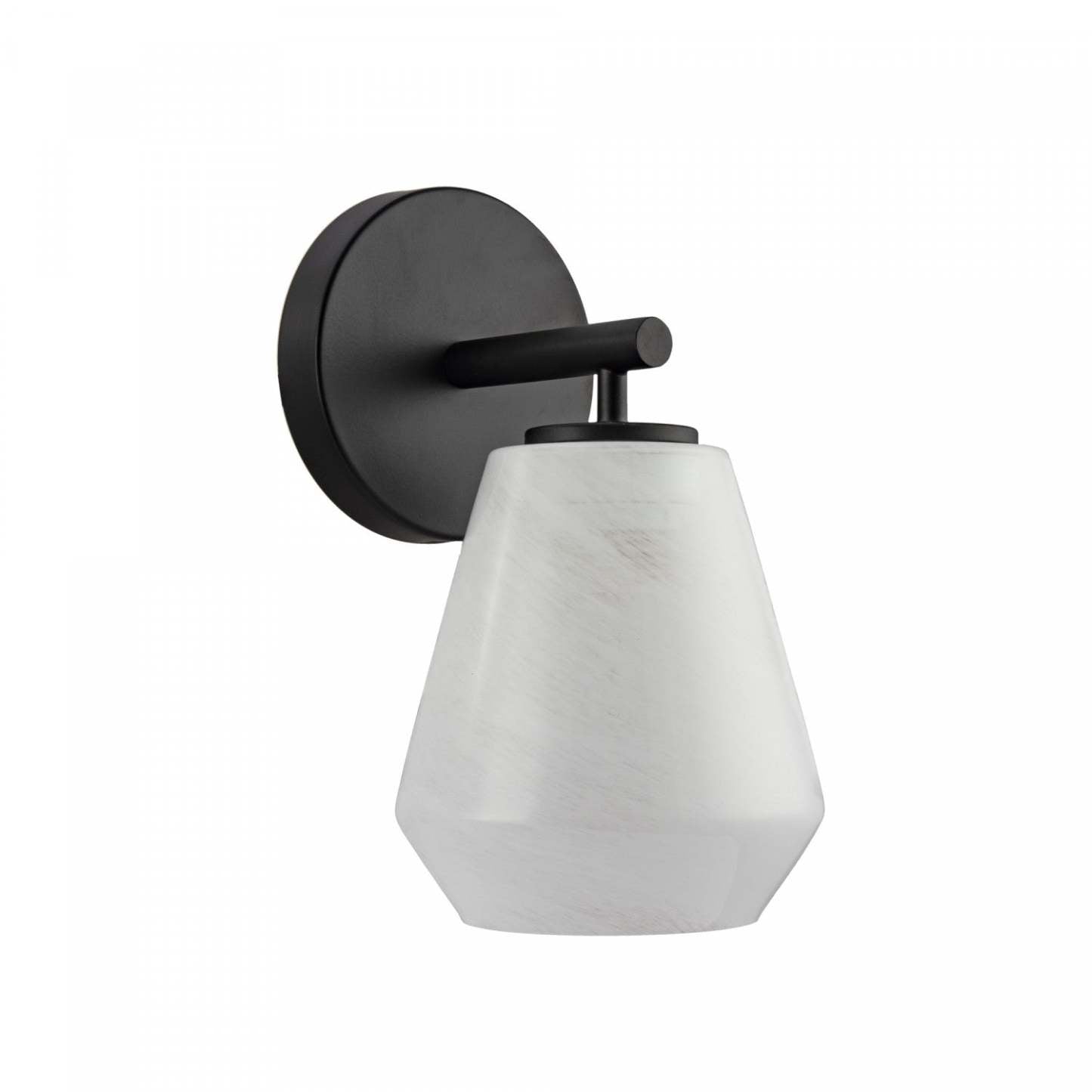 Applique murale à 1 lumière Brooke, noire avec lampe en verrerie blanche vaporeuse | Applique Murale A 1 lampe Brooke, Noir Avec Verre Blanc Vaporeux