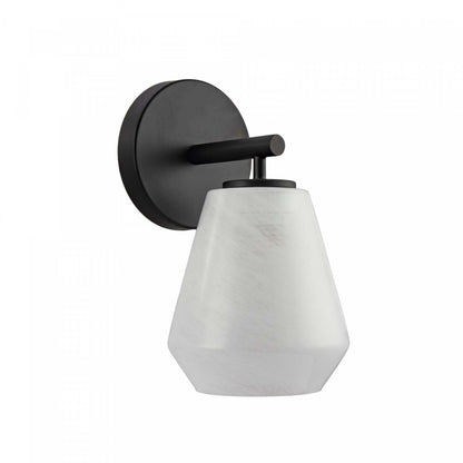 Applique murale à 1 lumière Brooke, noire avec lampe en verrerie blanche vaporeuse | Applique Murale A 1 lampe Brooke, Noir Avec Verre Blanc Vaporeux