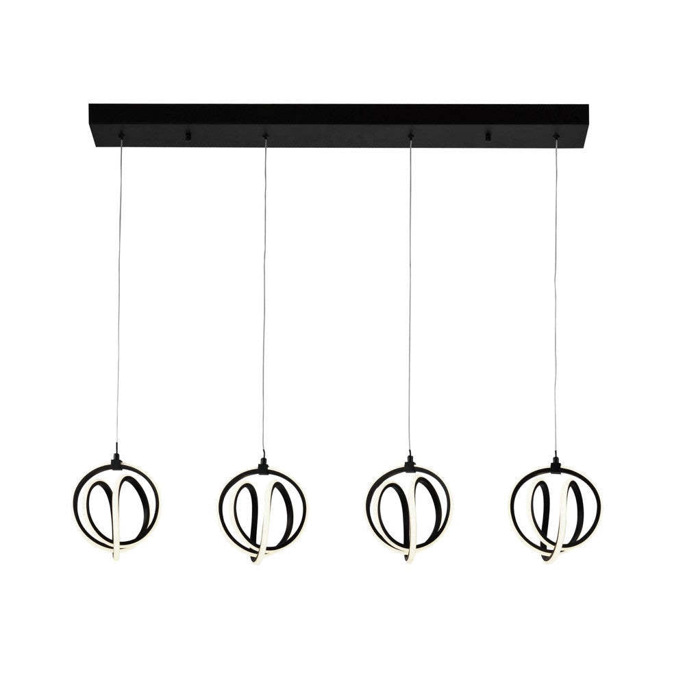 Lustre Rose 4 Lumières LED Noir|Lustre Rose noir à 4 ampoules à DEL|D06HHJJJ