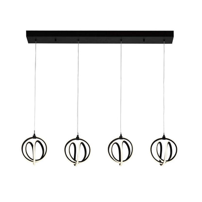 Lustre Rose 4 Lumières LED Noir|Lustre Rose noir à 4 ampoules à DEL|D06HHJJJ