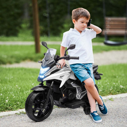 Qaba Moto Électrique Honda Licencié 12v, Moto À Batterie Pour Enfants Avec Phare