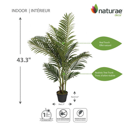 Palmier Areca artificiel 43 en pot noir | Palmier areca artificiel de 43 po en pot noir | D10HSOTL