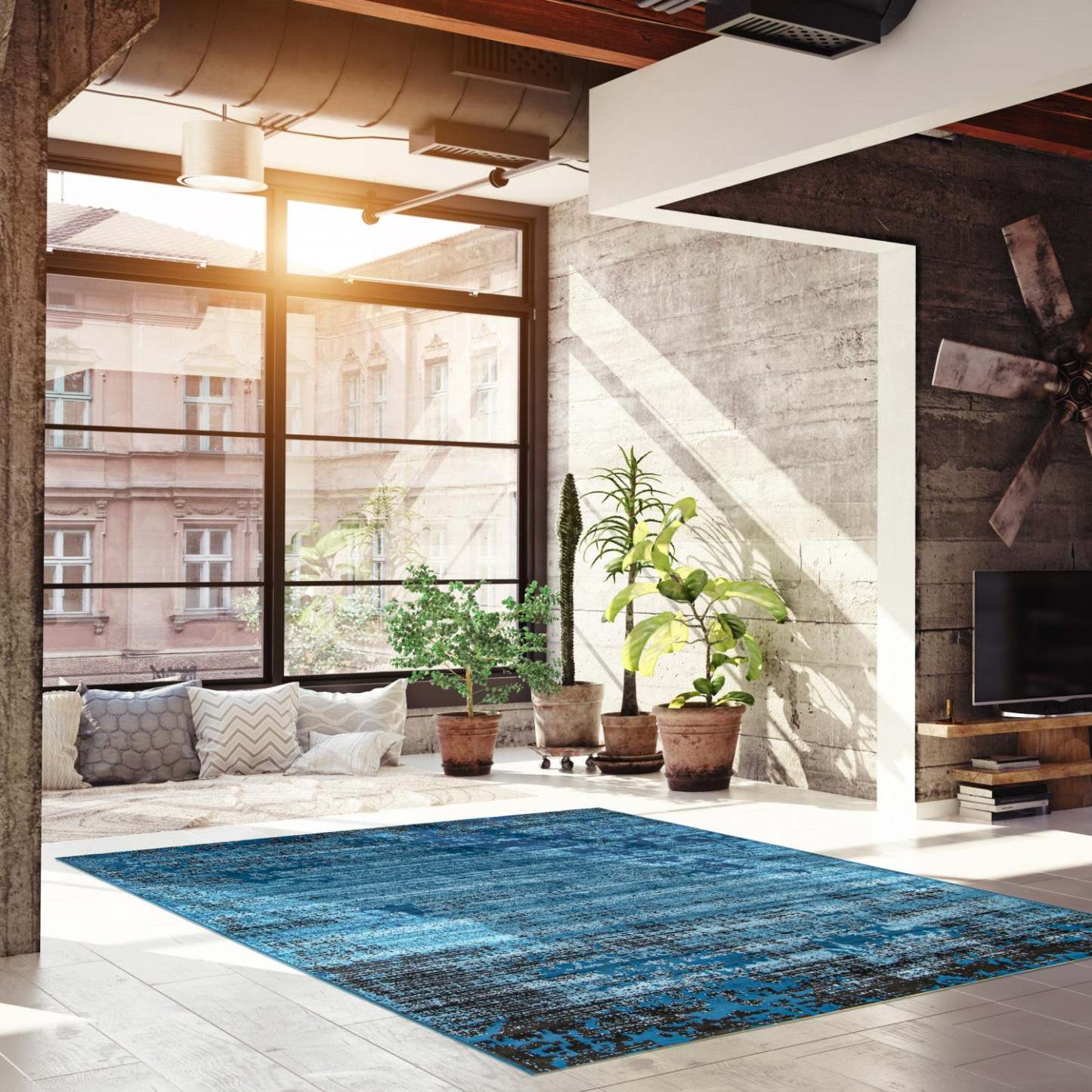 Tapis Janaki Bleu 6'7 x 9'6|Carpette Janaki bleue 6 pi 7 po x 9 pi 6 po|D86F6Y9L