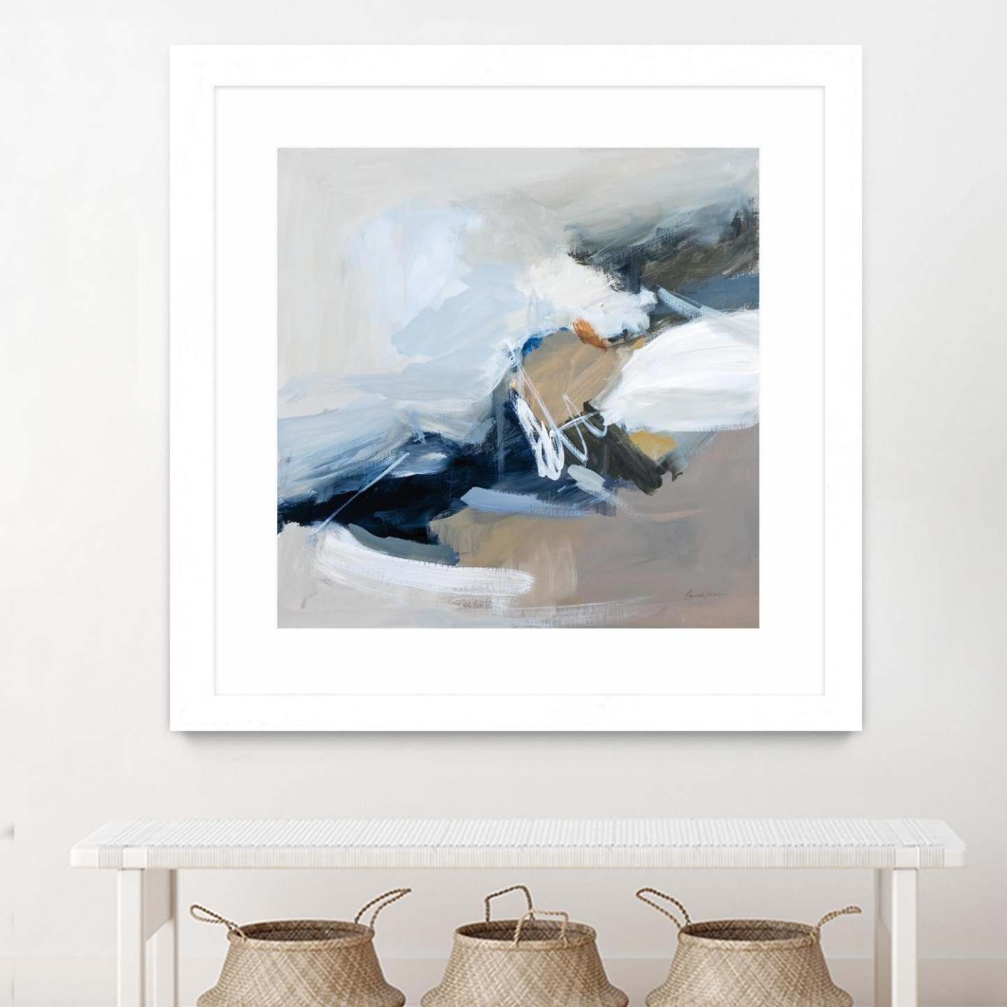 Surfacing Matted and Framed White 30x30 Wall Art|Œuvre d'art murale encadrée blanche et mate « Surfacing » 30 x 30