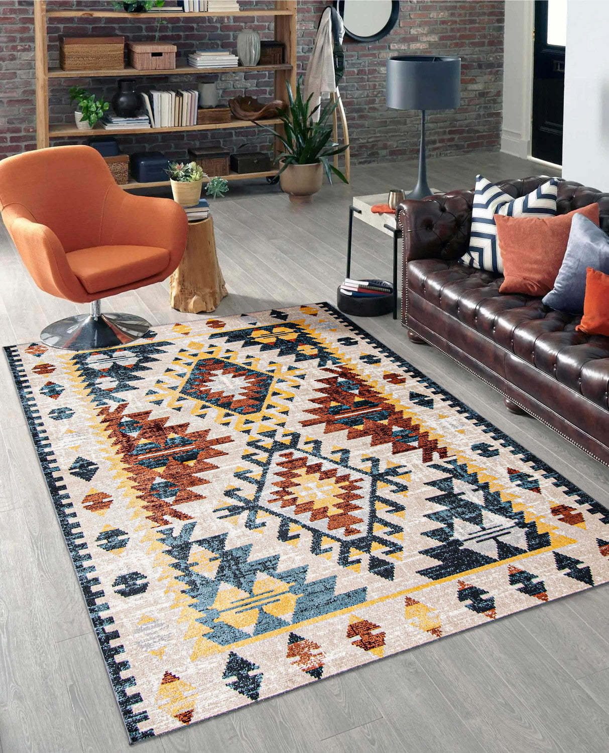 Tapis mosaïque taupe/cuivre lavable en machine - 8'0 x 10'0|Carpette Mosaic taupe et cuivre lavable à la machine - 8 pi 0 po x 10 pi 0 po|D86FJPDP