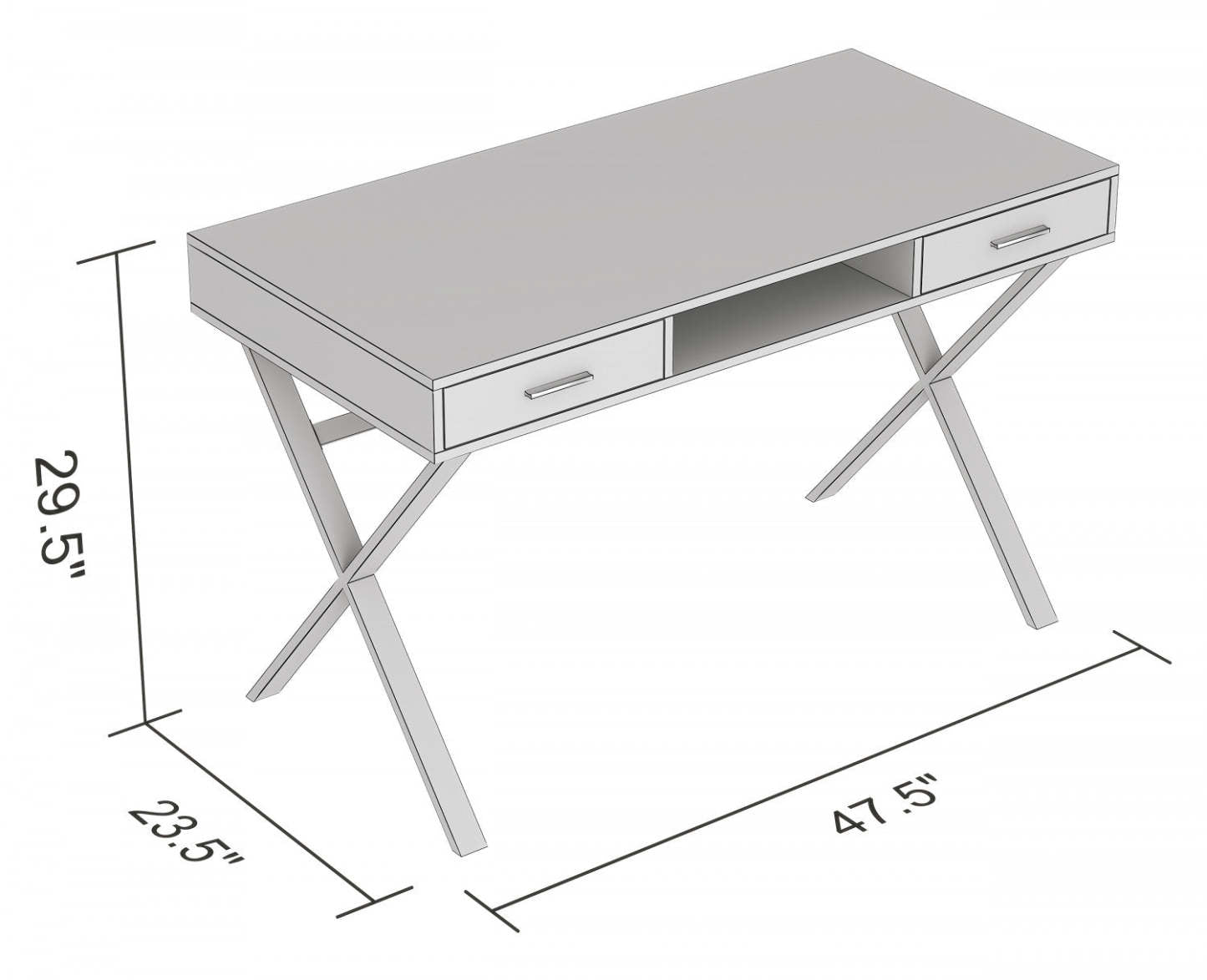 Bureau d’ordinateur de 47 po avec 2 tiroirs et 1 tablette - bois recyclé brun avec métal noir