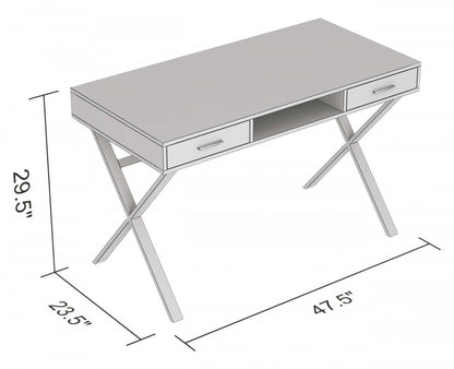 Bureau d’ordinateur de 47 po avec 2 tiroirs et 1 tablette - bois recyclé brun avec métal noir