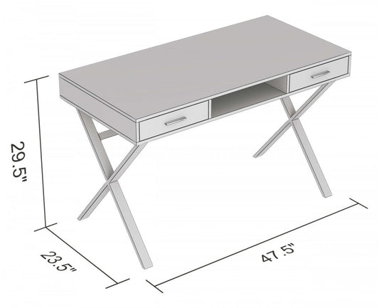 Bureau d’ordinateur de 47 po avec 2 tiroirs et 1 tablette - bois recyclé brun avec métal noir