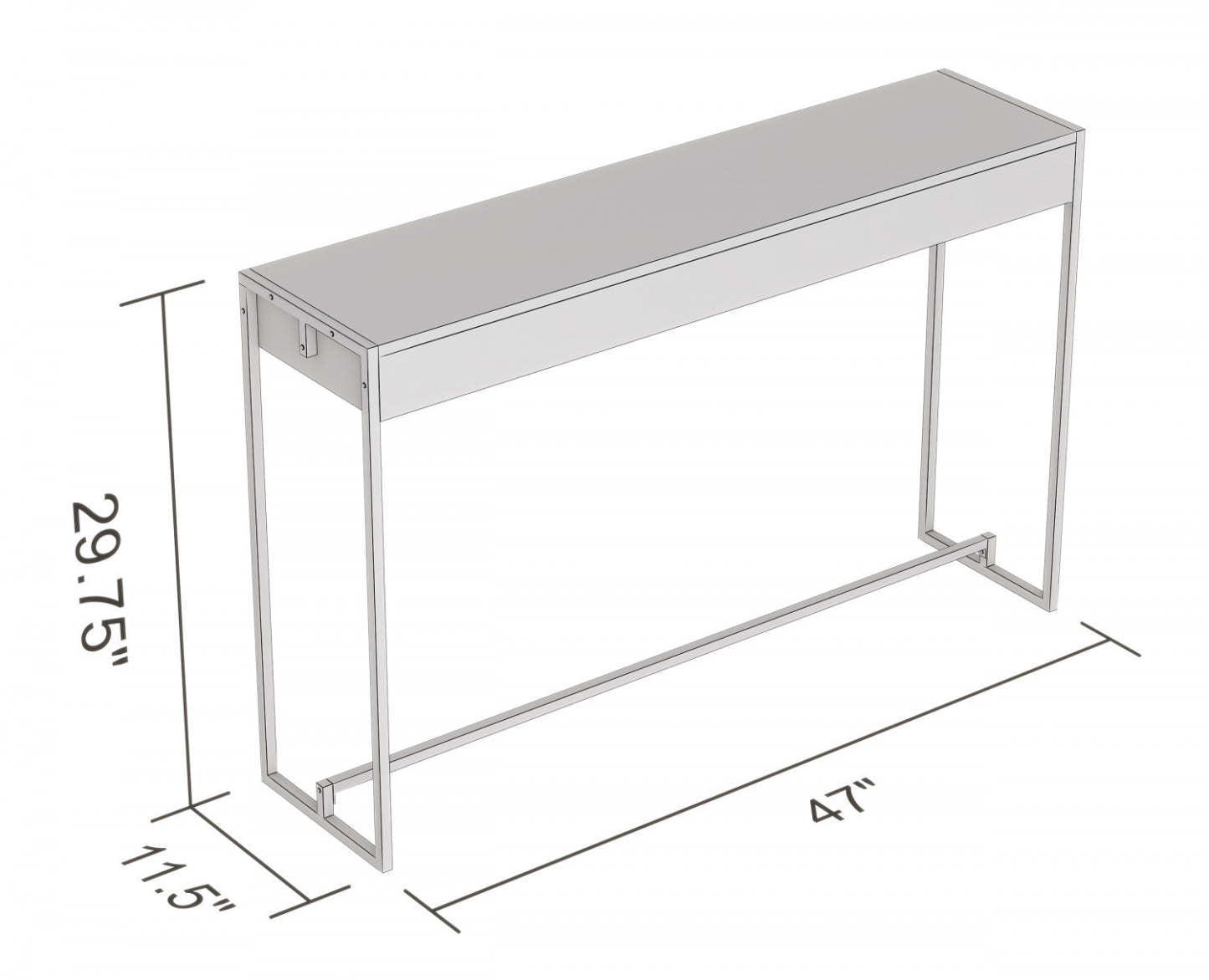 Table console 47" - Ciment foncé avec base en métal noir | Console de 47 po - ciment foncé avec base en métal noir