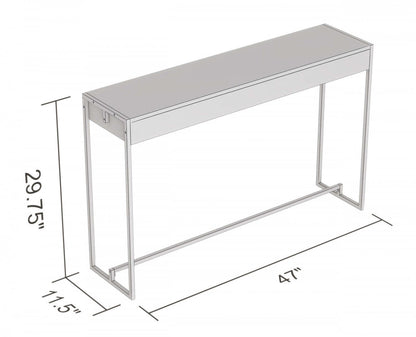 Table console 47" - Ciment foncé avec base en métal noir | Console de 47 po - ciment foncé avec base en métal noir