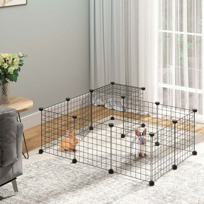 Pawhut Petite Cage Pour Animaux Cage Pour Lapin Avec Porte, Parc Pour Cochon D'inde, Clôture Pour Petit Animal Pour Lapin, Ch|Pawhut Enclos Modulable Clôture Pour Petits Animaux Cage Pour Lapin Cochon D'inde Diy Avec 2 Portes