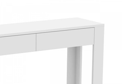 Console de 40 po avec 2 tiroirs et tablette - blanche
