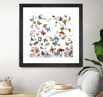 Papillon Matted and Framed Black 36x36 Wall Art|Œuvre d'art murale encadrée noire et mate « Papillon » 36 x 36