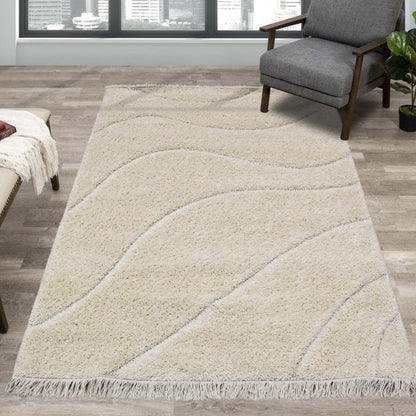 Napa Curves Shag Area Rug - 7'10 x 10'10|Carpette à poil long Napa à motifs de courbes - 7 pi 10 po x 10 pi 10 po