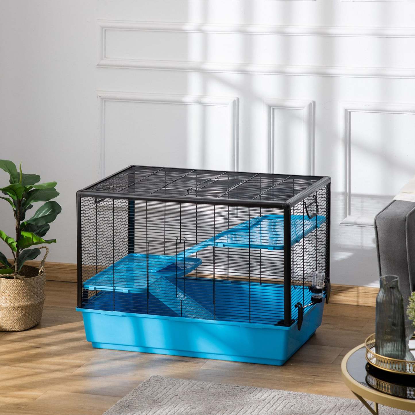 Pawhut Cage à hamsters à 3 niveaux, Cage pour cochons d'Inde, Maison de jeu pour chinchillas d'intérieur avec accessoires alimentaires | Pawhut Cage Petit Animal Habitat Intérieur Cage Pour Cochons D'inde Hamsters Chinchillas, Avec Acces