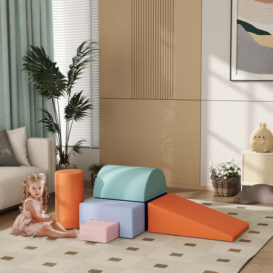 Qaba Jouets D'escalade Pour Tout-petits, 6 Pièces, Équipement De Jeu Doux Pour Enfants, Blocs D'escalade