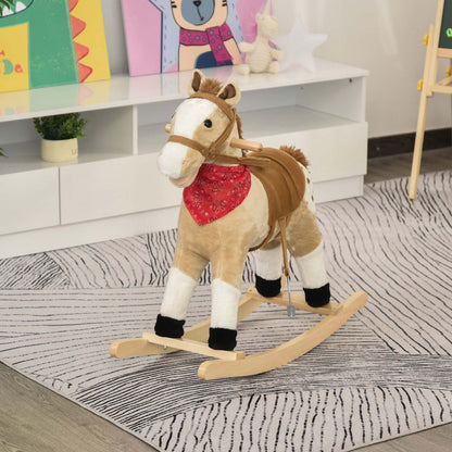 Qaba Kids Peluche Cheval À Bascule Jouet Cowboy Rocker Avec Sons Réalistes Amusants Pour Enfant 3-6 Ans|Qaba Kids Peluche Cheval À Bascule Jouet Cowboy Rocker Avec Sons Réalistes Amusants Pour Enfant 3-8