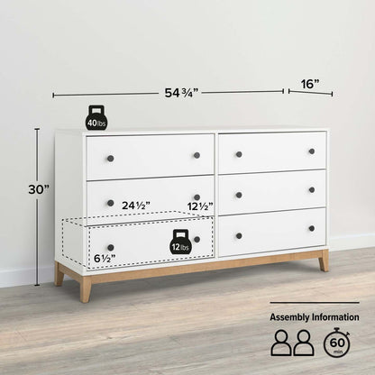 Prepac Nordik 6-Drawer Dresser - White Oak|Commode Nordik de Prepac à 6 tiroirs - chêne blanc