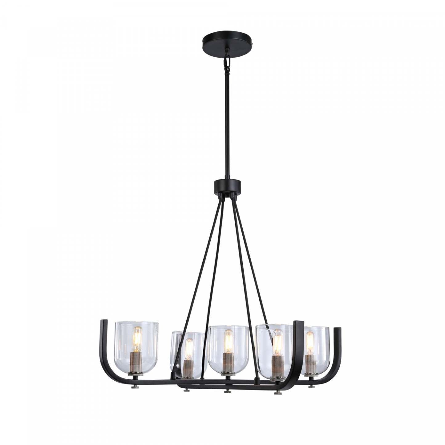 Lustre Cheshire noir et nickel à 5 ​​ampoules|Lustre Cheshire noir et nickel à 5 ​​ampoules