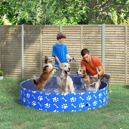 Pawhut Piscine Pliable pour Chien Piscine Portable Pet Kiddie, Piscine Extérieure/Intérieure pour Chiens avec Antidérapant