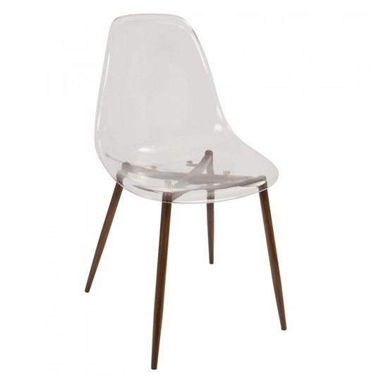 LumiSource Clara Walnut Clear Mid-Century Modern Dining Accent Chair - Set of 2|Chaise d’appoint de salle à manger moderne du milieu du 20e siècle Clara transparente et noyer - ensemble de 2