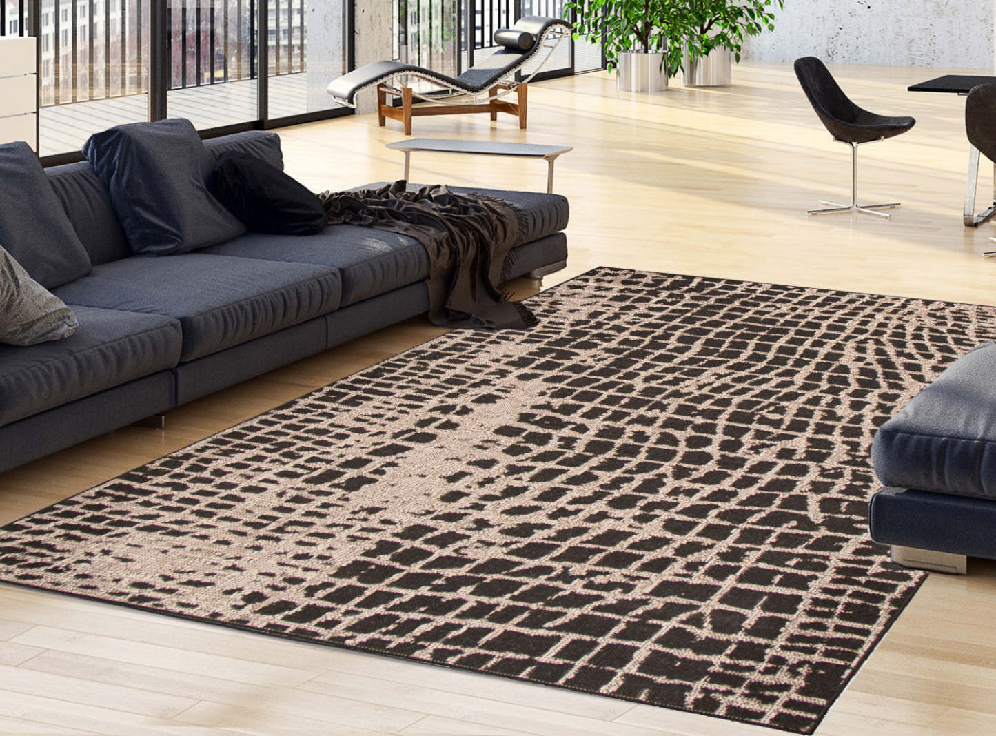 Tapis Sadie Safari Noir-Argent - 7'10 x 10'2|Carpette Sadie Safari noir-argent - 7 pi 10 pox 10 pi 2 po| D29TN1PW