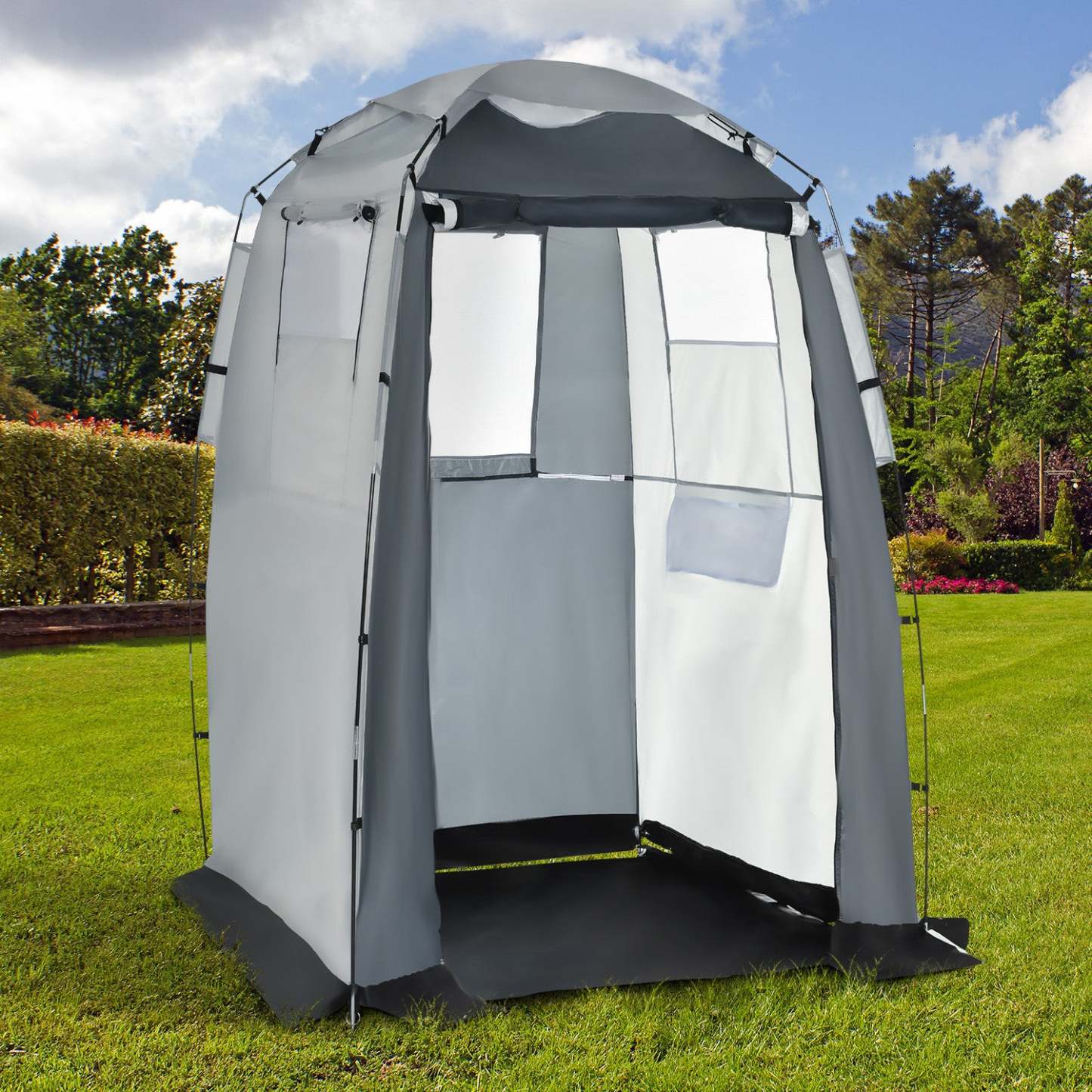Outsunny 60 X 60 X 82 Tente De Douche Extra Large Cabine De Change Confidentialité Abri De Camping Portable Avec|Outsunny 152,4 X 152,4 X 203,2 Cm Tente De Douche Vestiaire Confidentialité Abris De Camping Portable