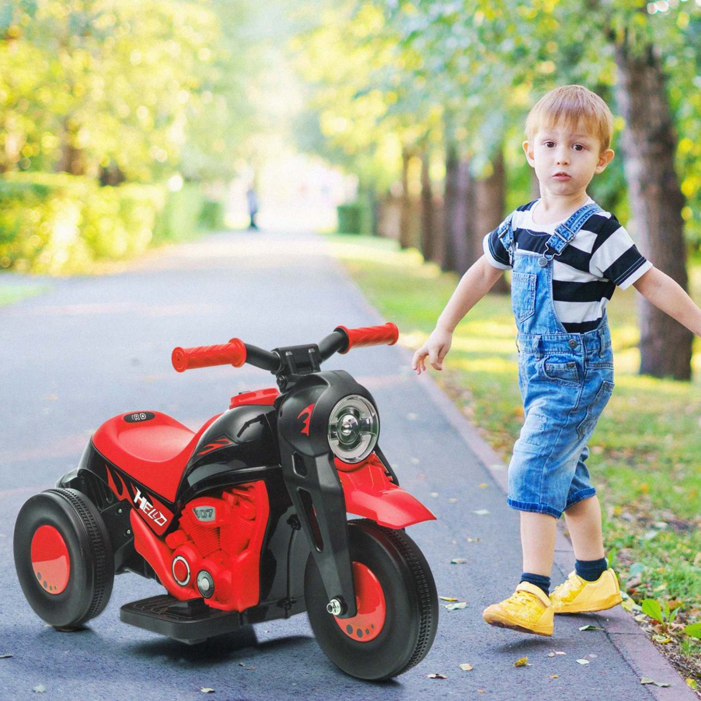 Qaba Velo Electrique, Voiture A Bulles, 3 Roues, Moto Electrique Alimentée Par Batterie 6 V Pour Enfants
