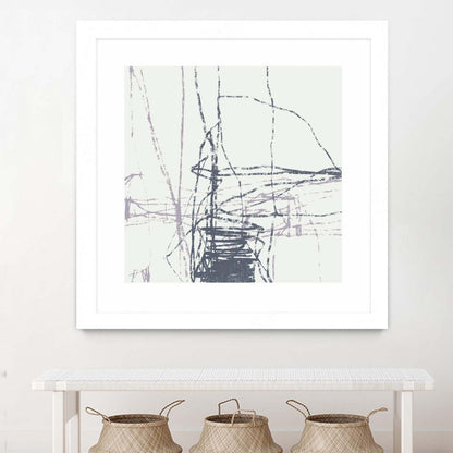 Œuvre d'art murale imprimée blanche et mate « Chalk Doodles G » 30 x 30