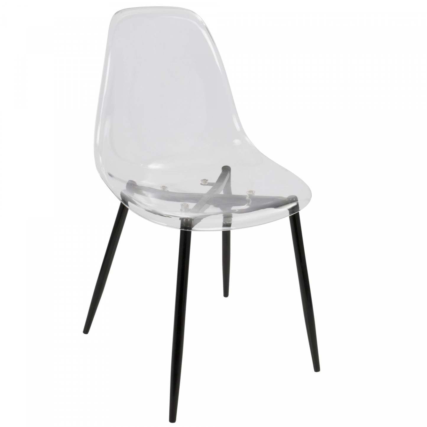 LumiSource Clara Black Clear Mid-Century Modern Dining Accent Chair - Ensemble de 2|Chaise d'appoint de salle à manger moderne du milieu du 20e siècle Clara transparente et noire - ensemble de 2