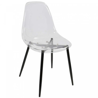 LumiSource Clara Black Clear Mid-Century Modern Dining Accent Chair - Ensemble de 2|Chaise d'appoint de salle à manger moderne du milieu du 20e siècle Clara transparente et noire - ensemble de 2