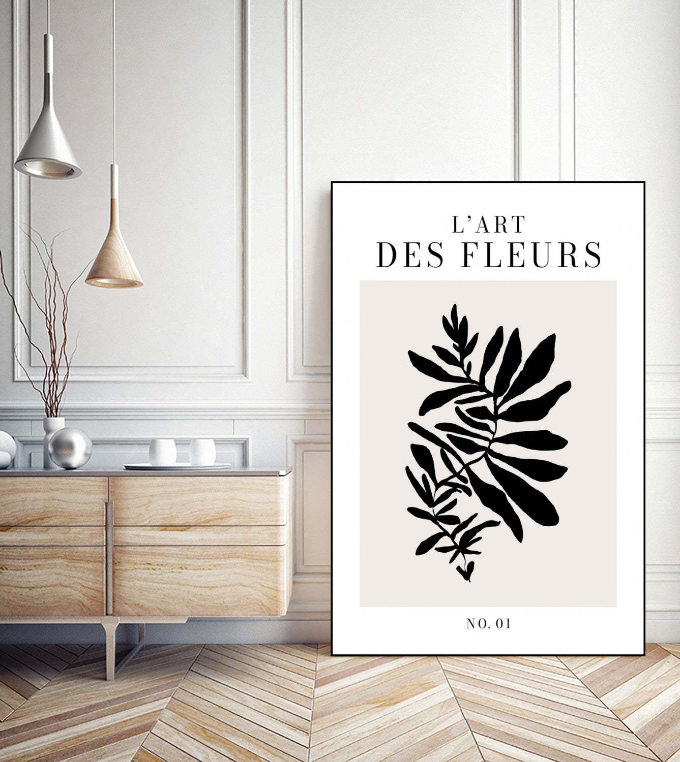 L'art Des Fleurs Canvas Framed Black 24x36 Wall Art|Œuvre d'art murale sur toile encadrée noire « L'art Des Fleurs » 24 x 36