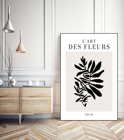 L'art Des Fleurs Canvas Framed Black 24x36 Wall Art|Œuvre d'art murale sur toile encadrée noire « L'art Des Fleurs » 24 x 36