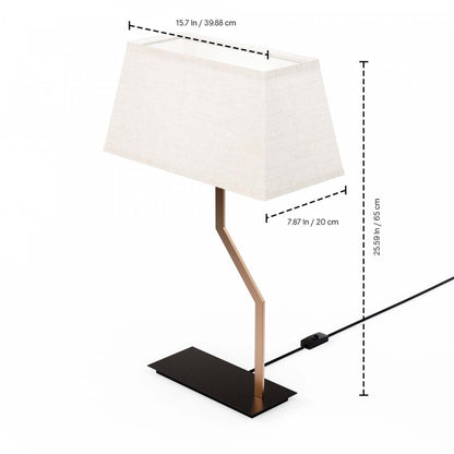 25 Lampe de table en laiton coudé doré avec abat-jour texturé | Lampe de table inclinée en laiton doré de 25 po avec abat-jour texturé